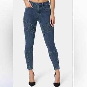 bebe Studded Skinny Blue Jeans